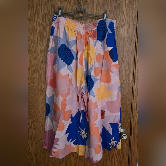 GORMAN Geo Floral Print Linen Culotte Wide Leg Pant Size 14 - Picture 8 of 9